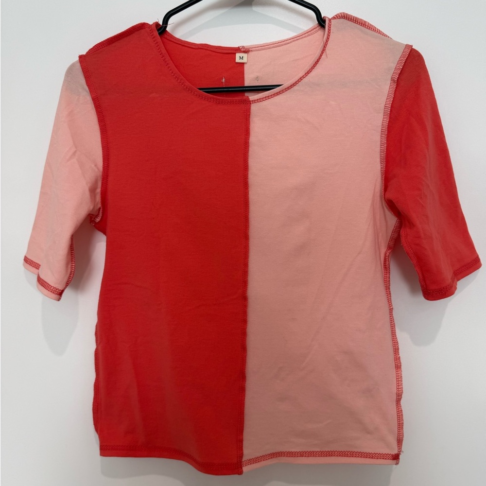 Colorblock Coral and Pink Women's Top